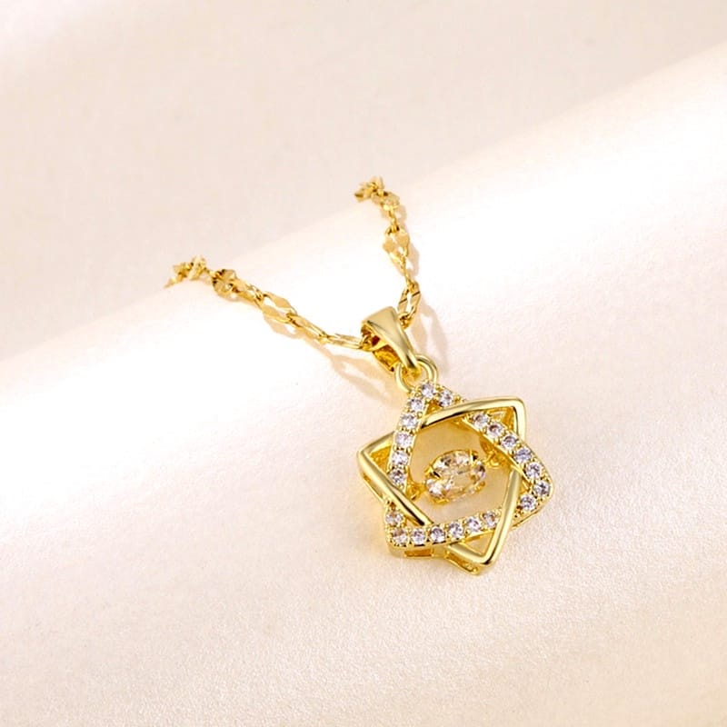 kalung perhiasan wanita titanium banti karat selamanya model segitiga double terbaru fashion korea hits