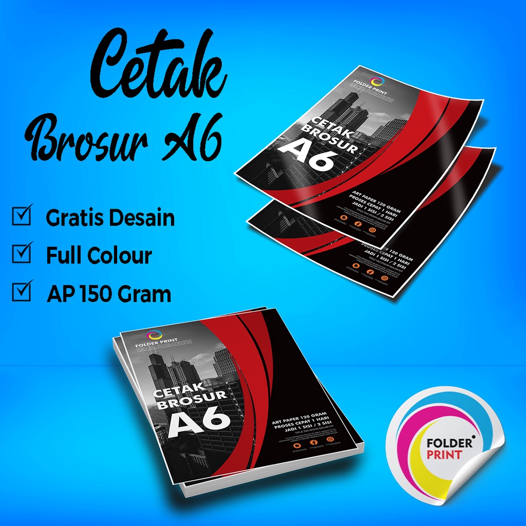 Cetak Brosur A6 Flyer Leaflet Art Paper 150 Gram Murah Free Design