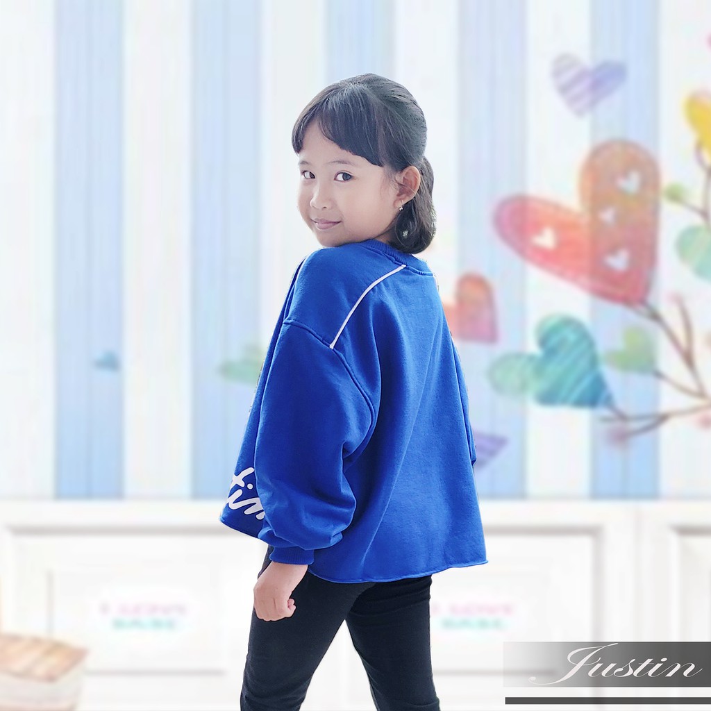 Sweater anak perempuan oversize crop JUSTIN OVERSIZE CROP sweter anak cewek tanggung 8-12 tahun