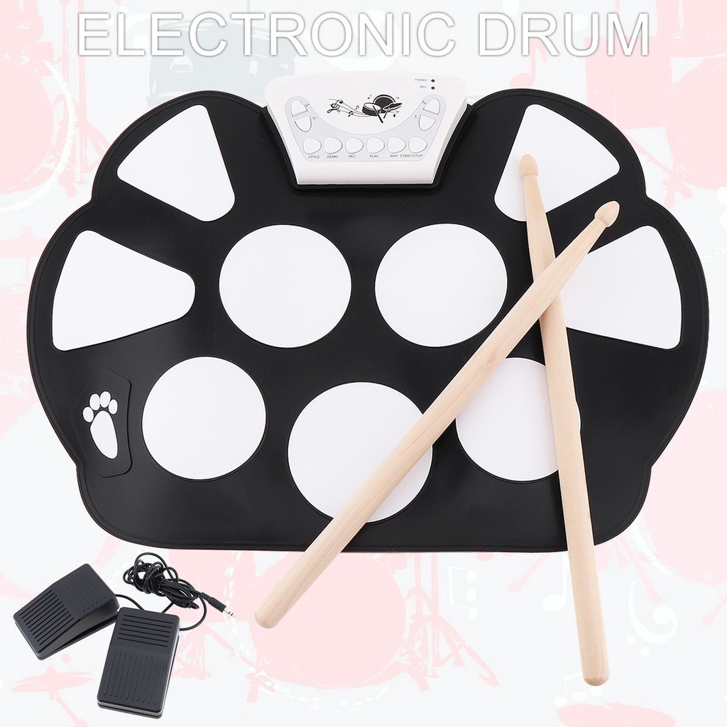 Alat Musik Drum Elektronik Portable 9 Pad Dengan Stik Drum