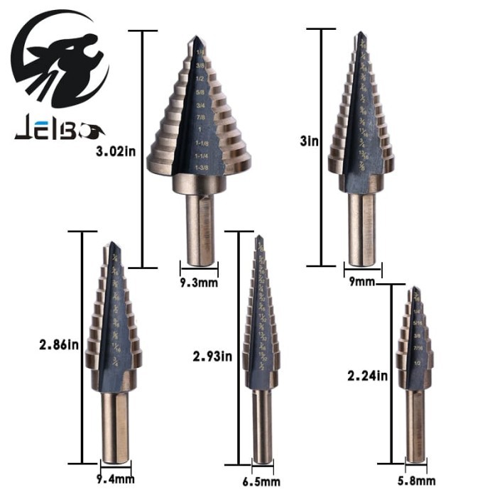 Mata Bor Pagoda 50 Step Multi Step Cone Drill HSS Cobalt set 5pc MPG50