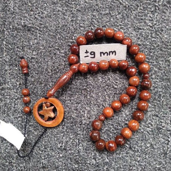 tasbih kokka bulat ± 9 mm ( 9mm ) 33 butir bulan bintang