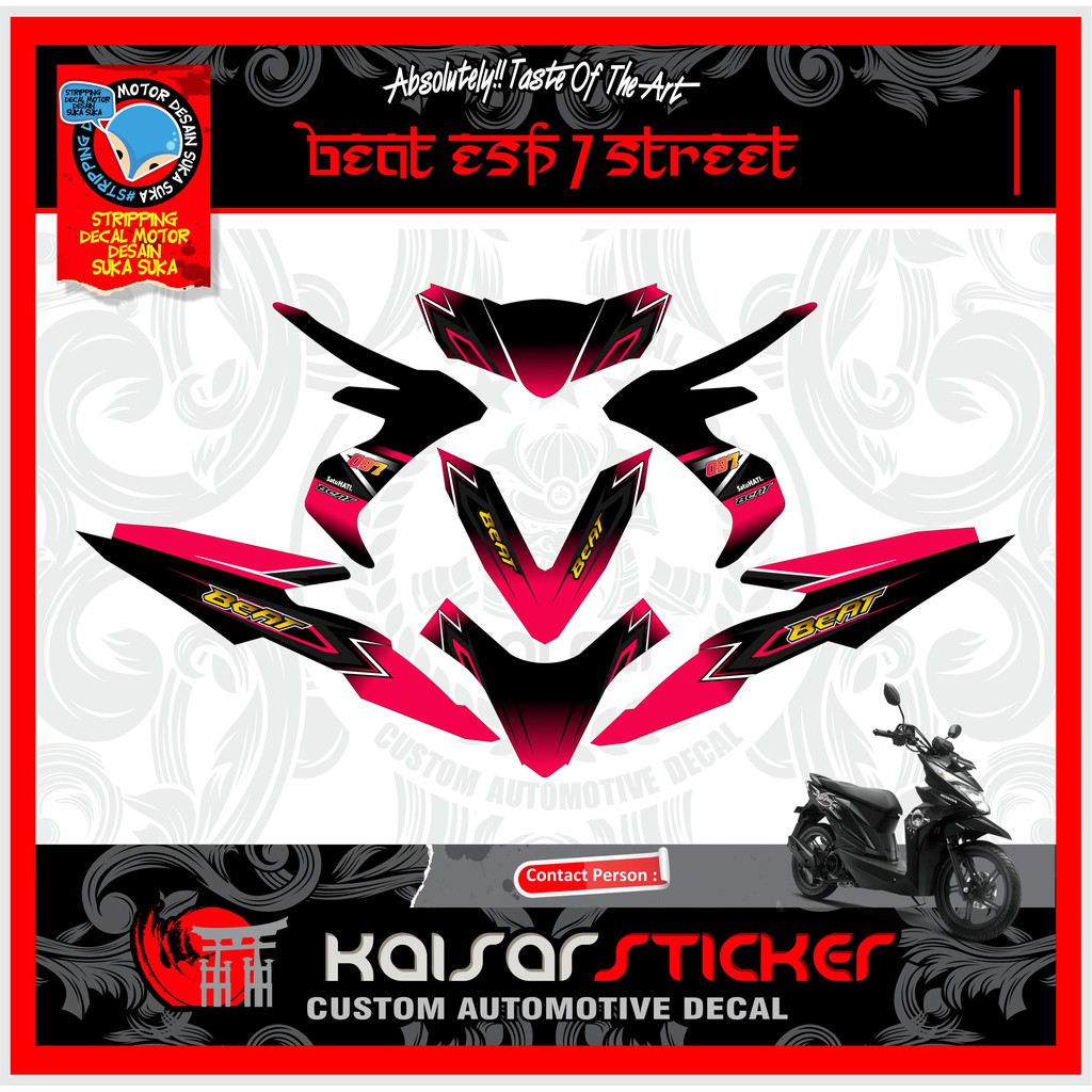 sticker decal motor full body stiker honda all new beat esp - steet Grafis Pink New Beat