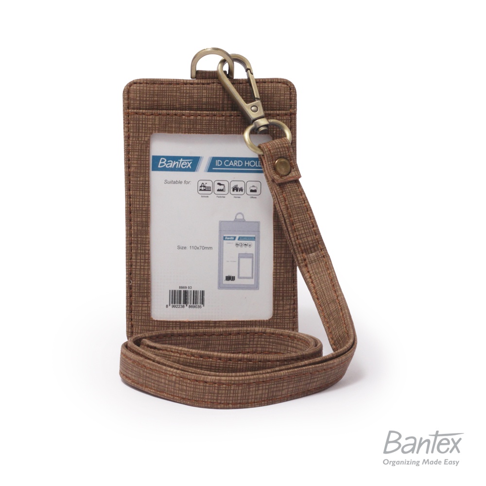 

Bantex Leather Name Tag Id Card Holder Brown 8869 03 Kulit Sintetis Lanyard Tali