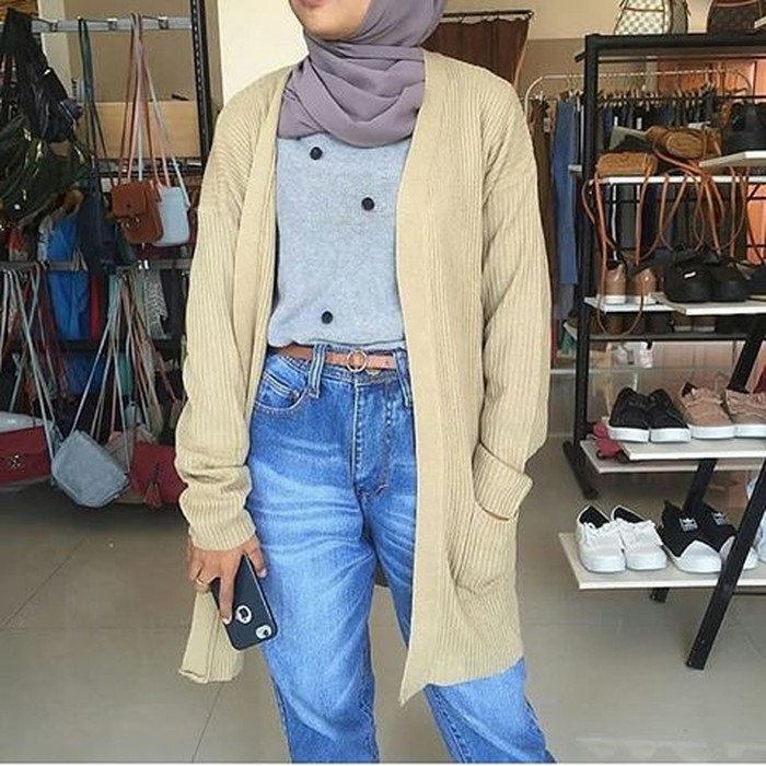 BELLE CARDY OVERSIZE / Cardigan Rajut Wanita / Cardigan Rajut / Long Cardigan /Baju Rajut Outer Knit-cream