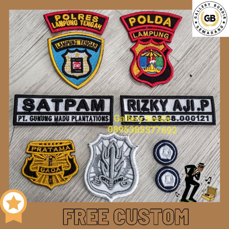 Bordir Timbul Security/ satpam free custom