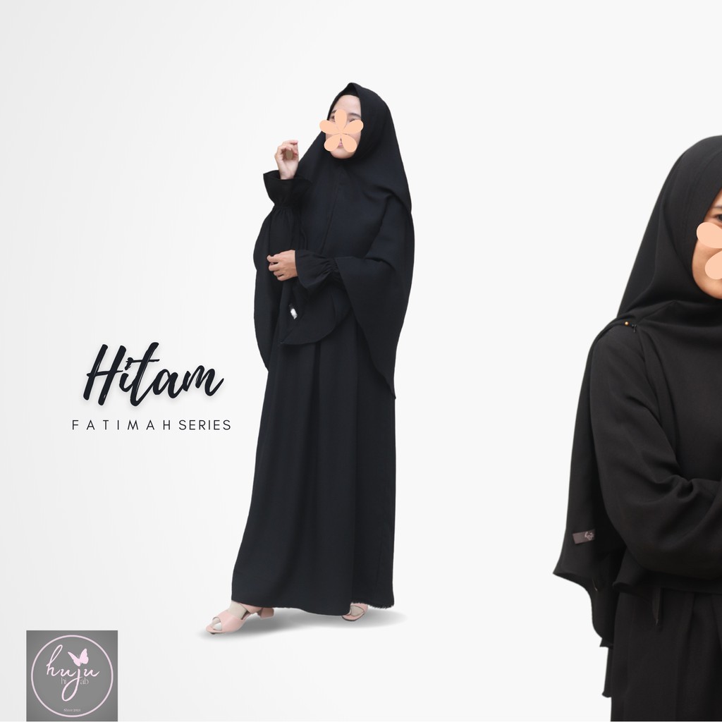 PREMIUM BY HUJU Set Gamis+Khimar Syari | Fatimah Series - Hitam