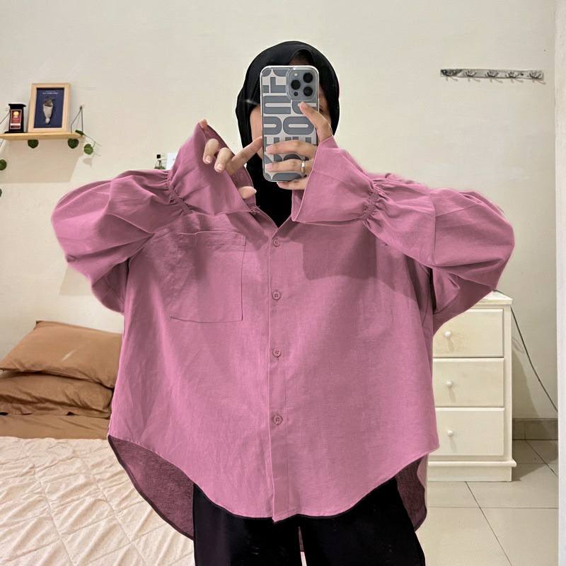 Kemeja linen oversized