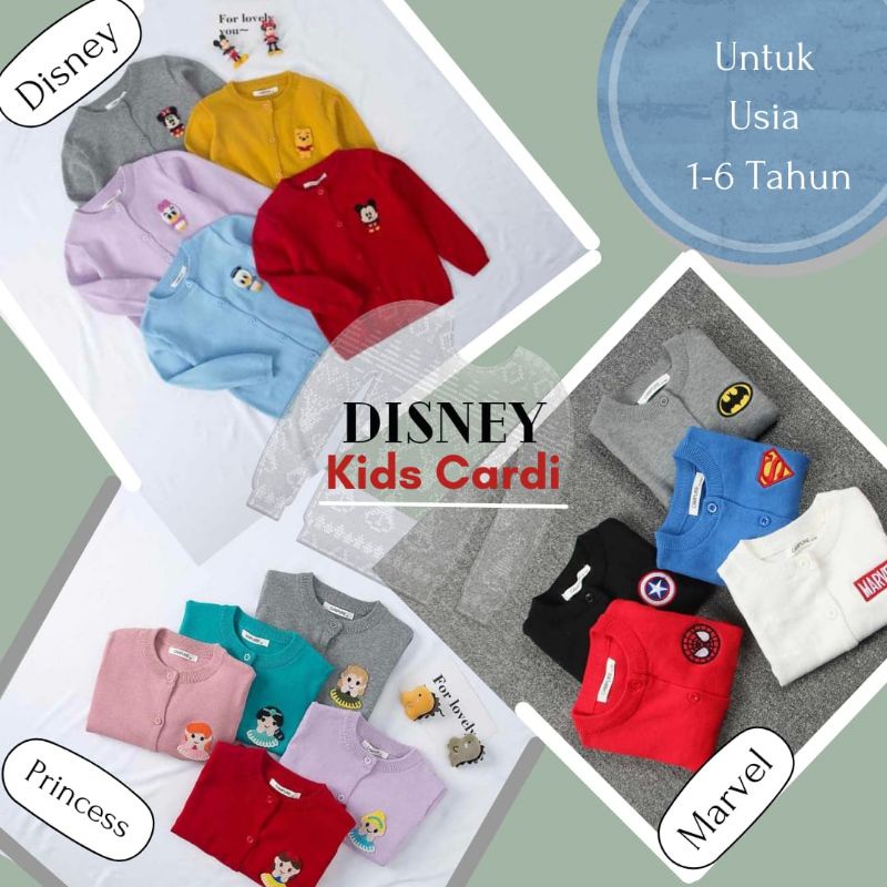 Disney kids cardigan. cardigan anak. cardigan anak perempuan. cardigan princess. cardigan marvel. ca