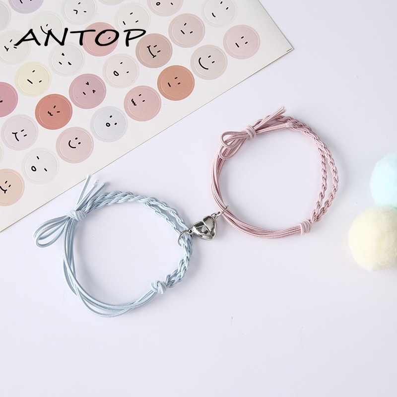 2 Pcs Gelang Pasangan Magnetik Warna Hitam Untuk Pria Dan Wanita