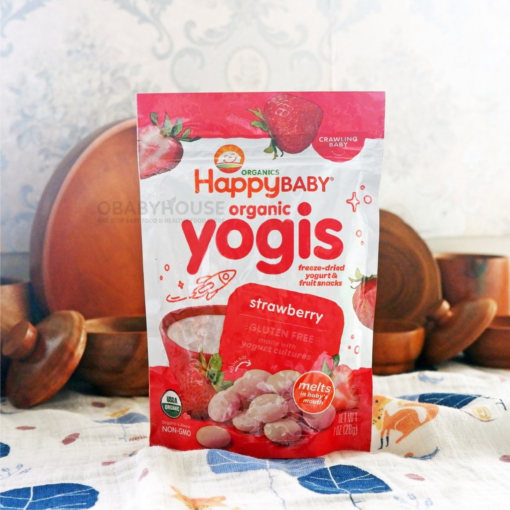 Happy Baby Organic Yogis Freeze Dried Fruit Yogurt Melts - Strawberry 28 gr