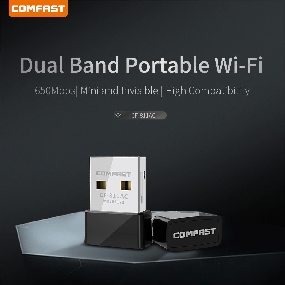 Comfast USB WiFi Adaptor Wireless Dongle 2.4G &amp; 5G 802.11AC - CF-811AC - Black