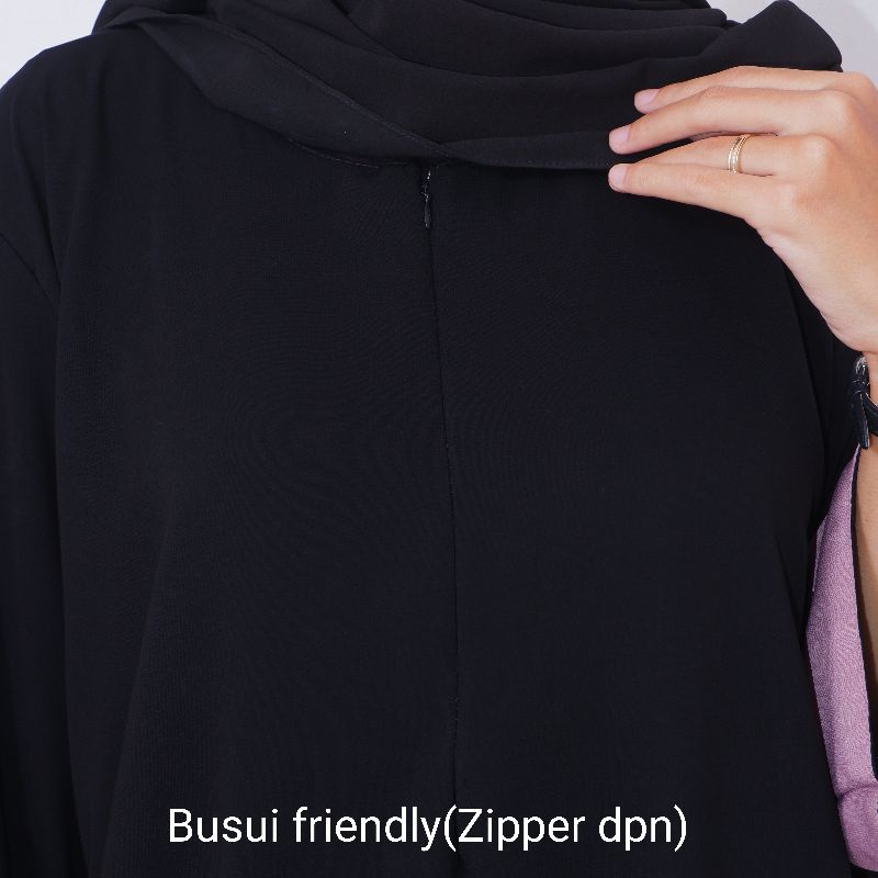 1 lagi koleksi TerBaru abaya aplikasi tangan mesir aksen renda hitam di tangan keren elegan namun minimalis