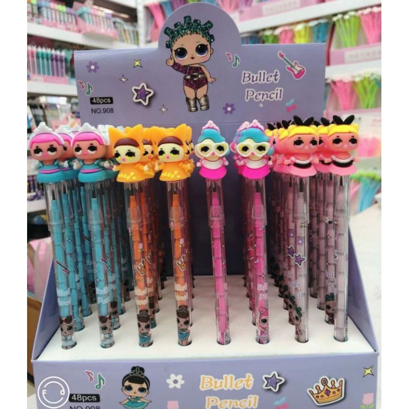 (48pc/56pc) pensil lantu susun/pensil susun karakter/pensil cabut/LANTU 1BOX BESAR-LOL kacamata