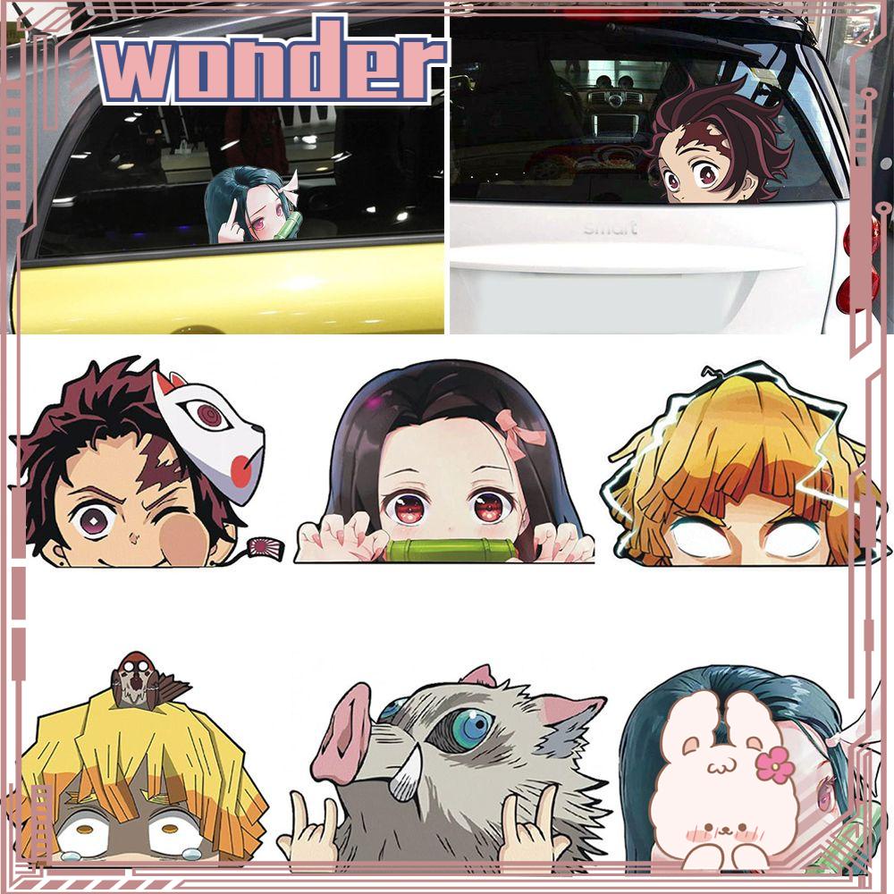 WONDERFUL New Anime Car Decals Windows Sticker Auto-styling Car Stickers Car Accessories Car-styling Creative Waterproof Auto Decal Windshield Demon Slayer