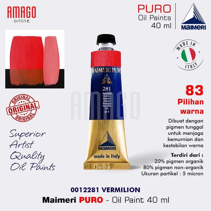 MAIMERI PURO - OIL PAINT - VERMILION - 40ML - M0012281