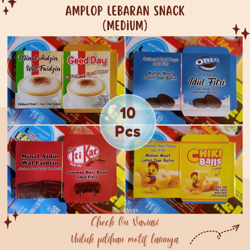 

Amplop Lebaran Snack Medium 7x11 10pcs Lembaran Viral Unik Kekinian