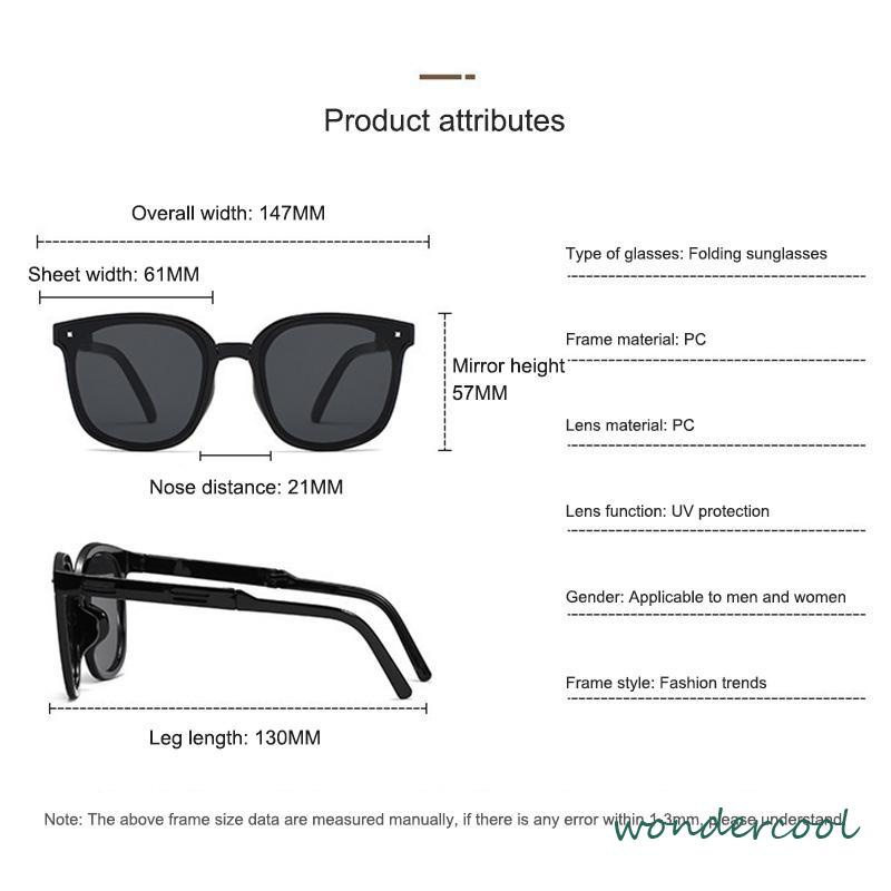 Kacamata Hitam Terbaru bisa di Lipat Sunglasses Anti-UV Wanita Pria Import Kacamata Fashion-Won