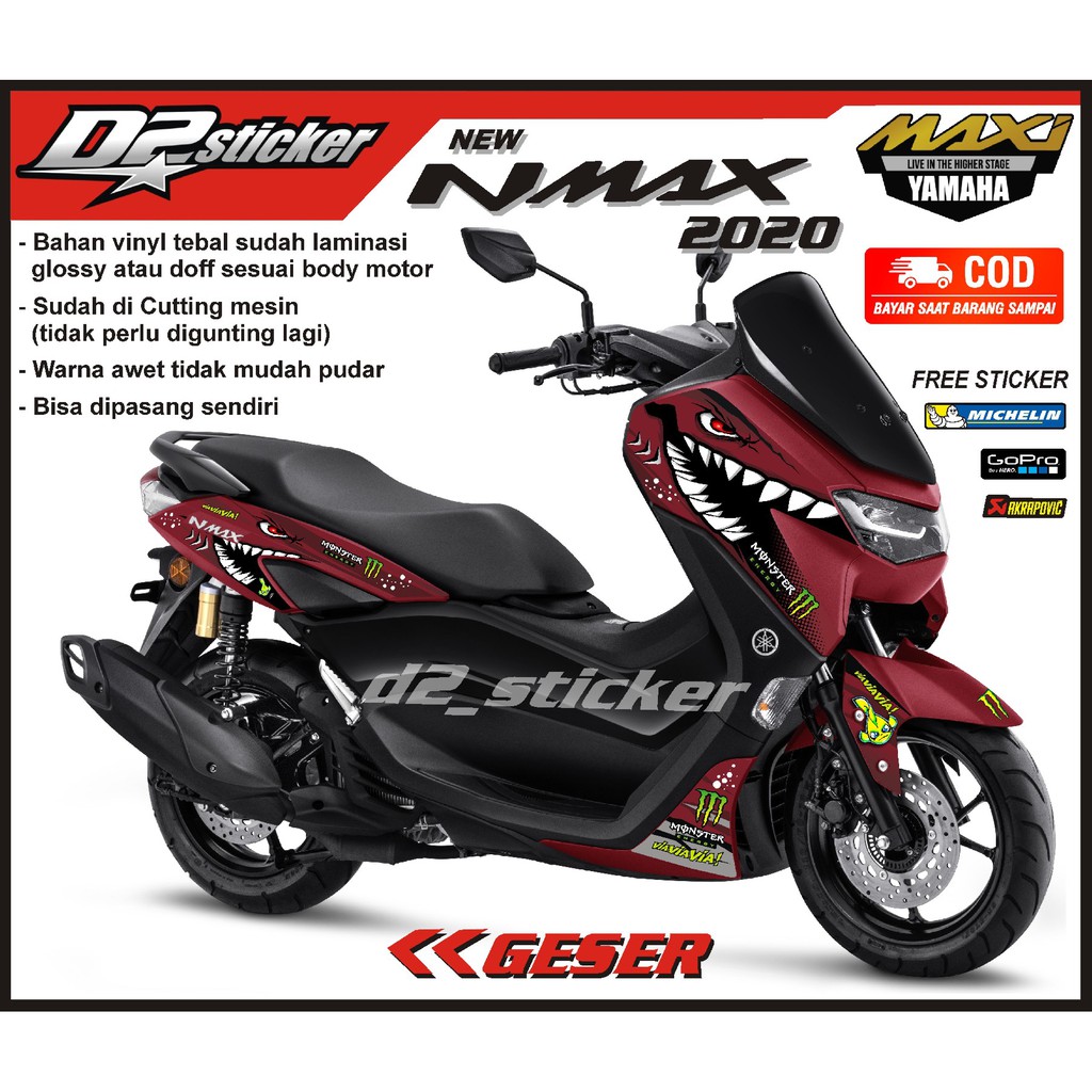 Stiker Striping New Nmax 2020 Hiu Shark Merah