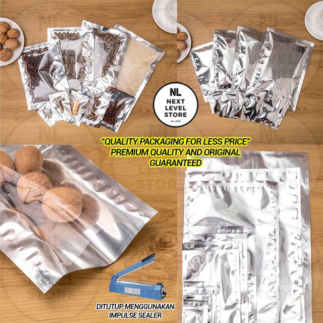 Aluminium Foil Pouch 18x26cm Flat Bag Clear Plastic Kemasan Premium