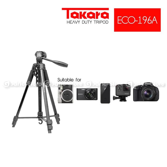 Takara Tripod ECO-196A Camera DSLR 196A FREE Bag &amp; HOLDER U Smartphone