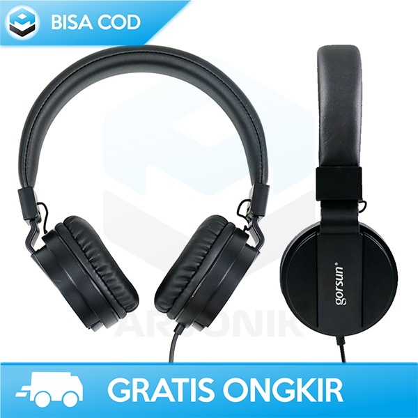 HEADPHONE SUPER BASS GORSUN PORT 3.5MM JACK JERNIH NYAMAN KABEL 1,2M