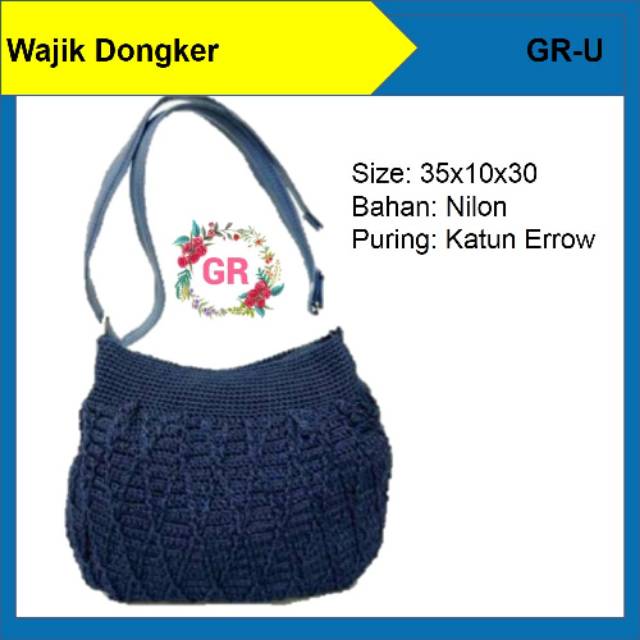 Tas Rajut Wanita Diamond Wajik Biru Dongker