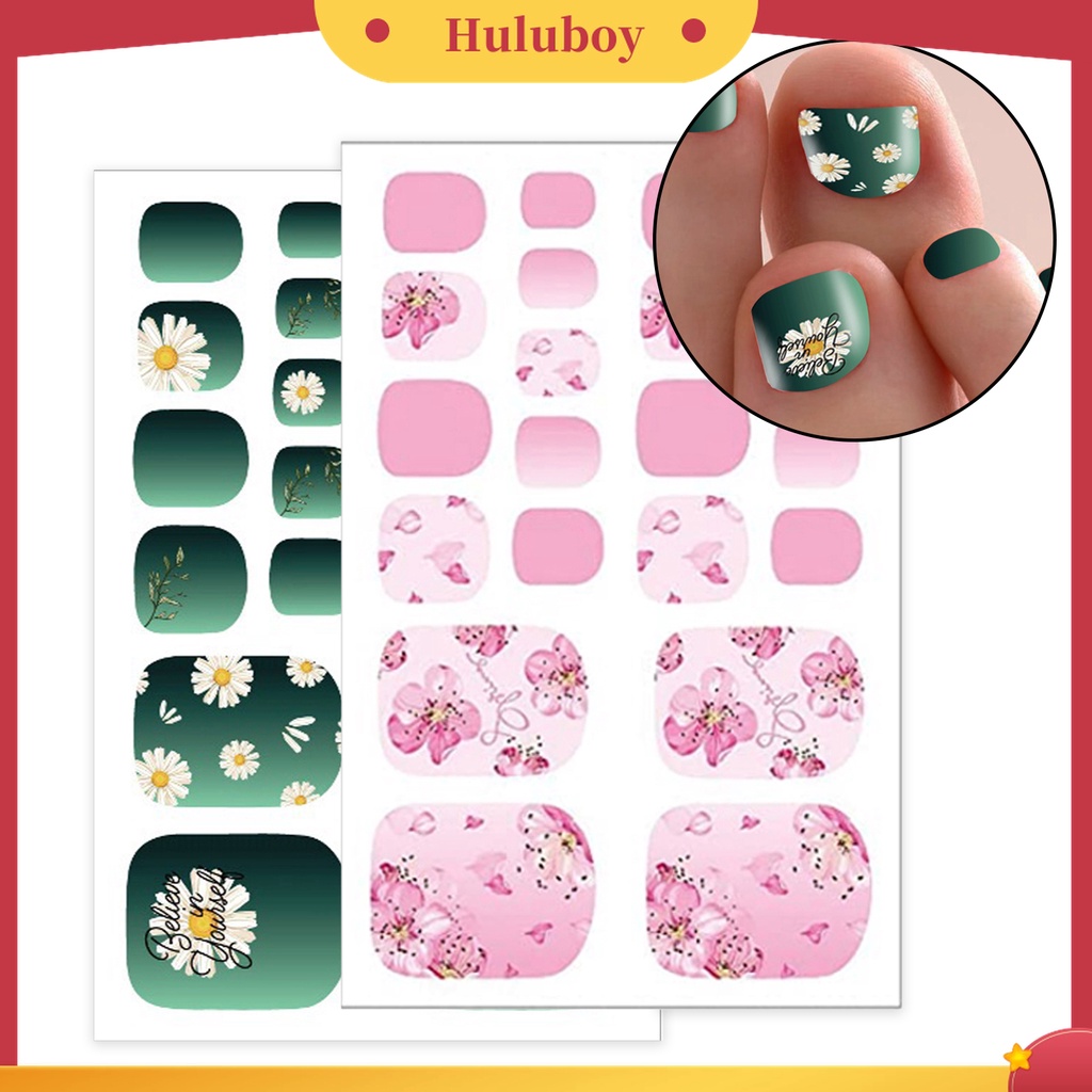 Huluboy Huluboy♡ 1 Lembar Stiker Decal Kuku Kaki Wanita Aneka Motif Untuk Pedicure