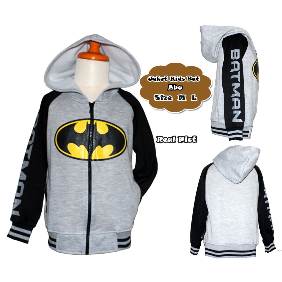 Jaket Kids Bat/Jaket Sleting ada Topi Hoodie Motif Kartun/Jaket Anak Lokal Murah/Sweater Outfit Anak