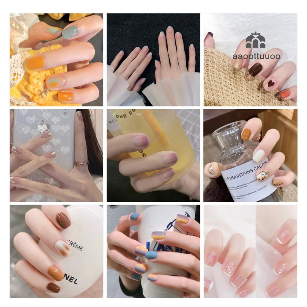 Set Kuku Palsu Full Cover Model Pendek Dengan Kemasan Transparan Untuk Nail Art