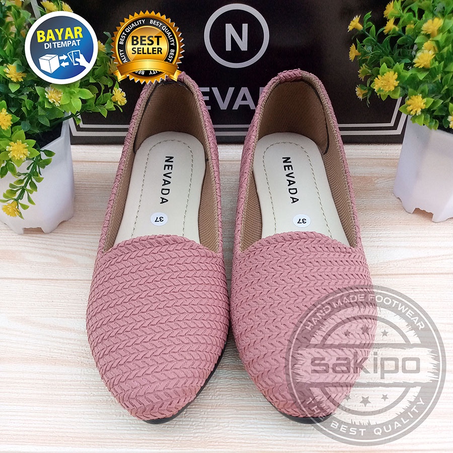 PROMO 12.12 BIRTHDAY SALE SEPATU WANITA DEWASA BALET RAJUT NEVADA TRENDI TERMURAH TERLARIS TAMPIL CANTIK / SAKIPO