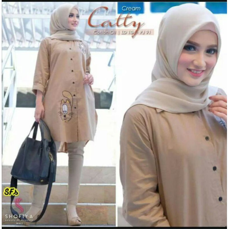 Kemeja wanita catty aksen bordir model terbaru shofiya baju polos model kantor masakini-4