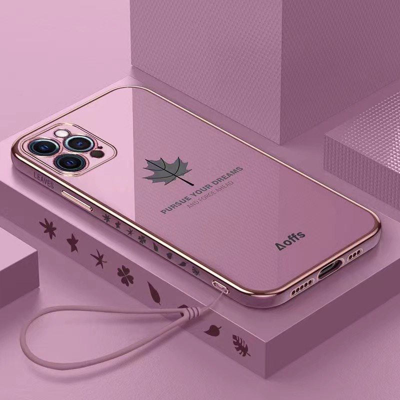 Case Anti Jatuh Motif Daun Maple Untuk iPhone 11 Pro MAX 12 Pro MAX X XR XS MAX 7 Plus 8 Plus