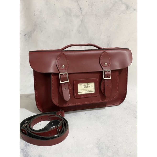 The Leather Satchel Red Authentic