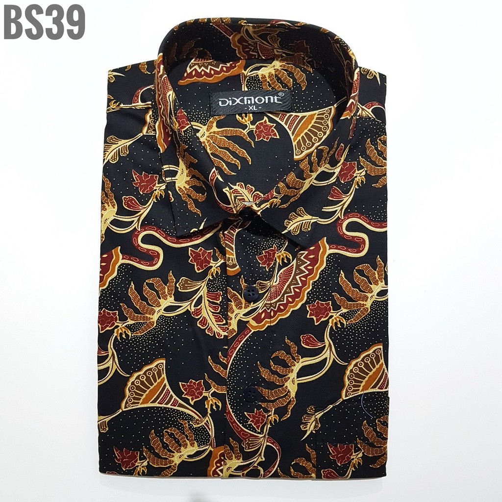 Kemeja Batik Pria Lengan Pendek BS39 Katun Modern Dixmont Semi Slimfit Premium