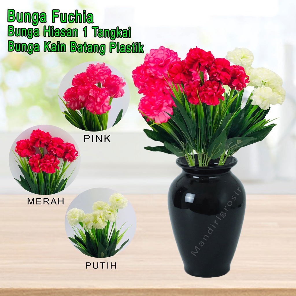 Bunga Hiasan *Bunga Hydrangea * Bunga Kain Batang Plastik *1 tangkai