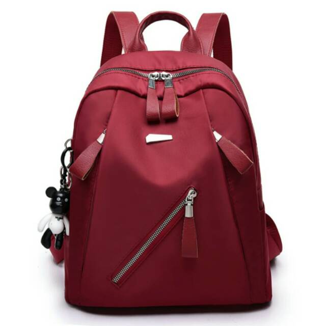 JS_TAS RANSEL ANTI AIR BACKPACK WANITA HITAM MOTIF ZIPPER KOREA KULIAH SEKOLAH KERJA TA126B5 STEIN