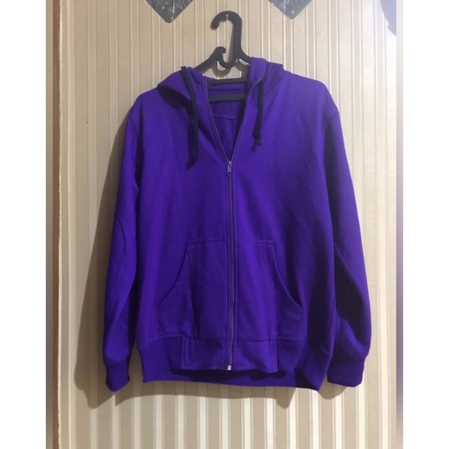 Jaket Polos Ungu Bertopi #preloved