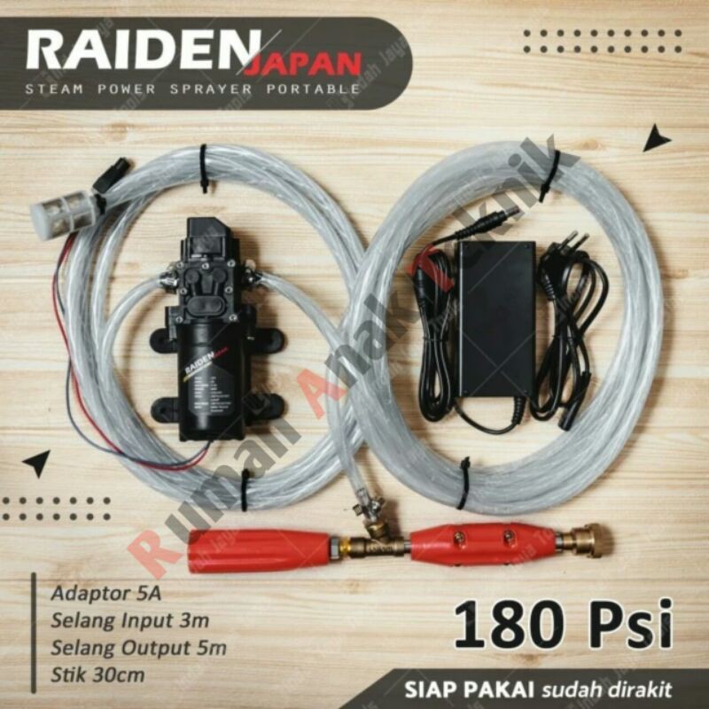 Mesin Pompa Cuci Motor Mobil 180 Psi Listrik Dc Mini Portabel Murah Raiden