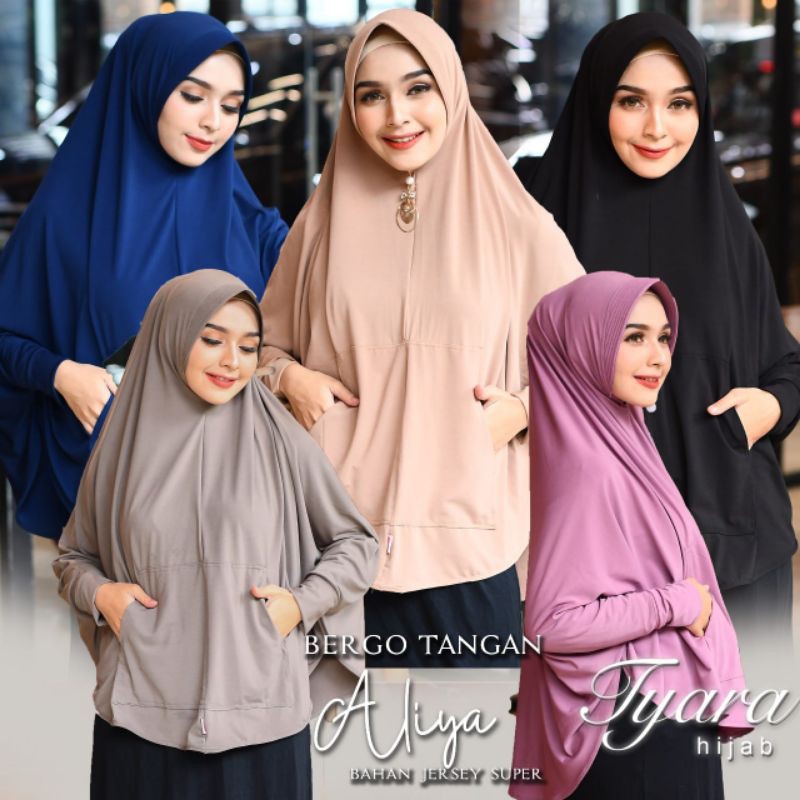 (ORI TYARA)Hijab Tangan Jumbo/Bergo Lengan Panjang Jersey Aliya