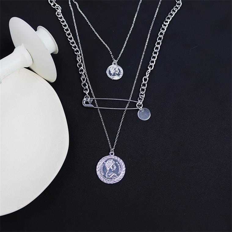 19017 Necklace Head Pendant Chop Multilayer Long Fashion Versatile Trend