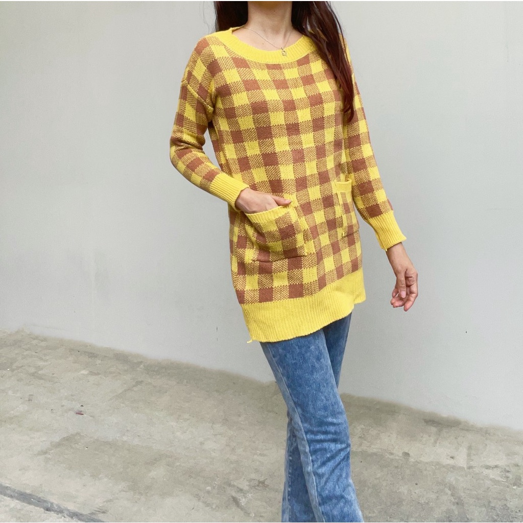 SL278 - Atasan Sweater Rajut Yellow Atasan Wanita