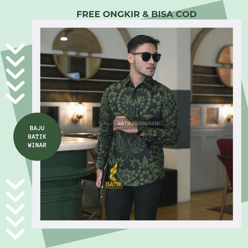 Pancasona Baju Kemeja Batik Pria Slim fit Tangan Lengan Panjang Ori Original Asli Batik Solo Prabuse