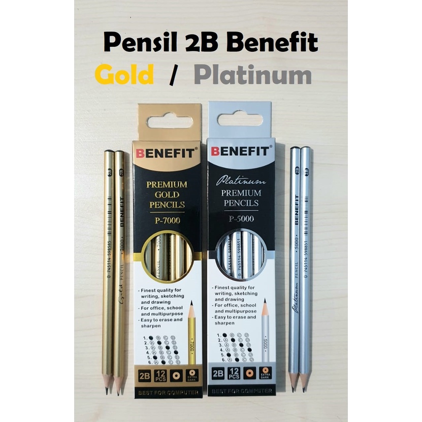 

Pensil 2B BENEFIT Gold/Silver/Neon (12pc)