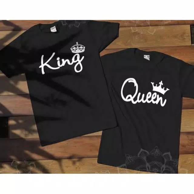 KAOS COUPLE PRINT T-SHIRT BAJU  ATASAN KAOS PASANGAN Baju Kaos Couple King Queen Black
