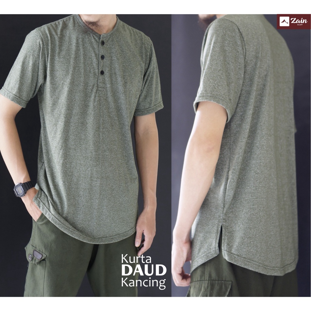 Kaos Kurta Daud Kancing Bahan Katun Siro By Zain Sirwal