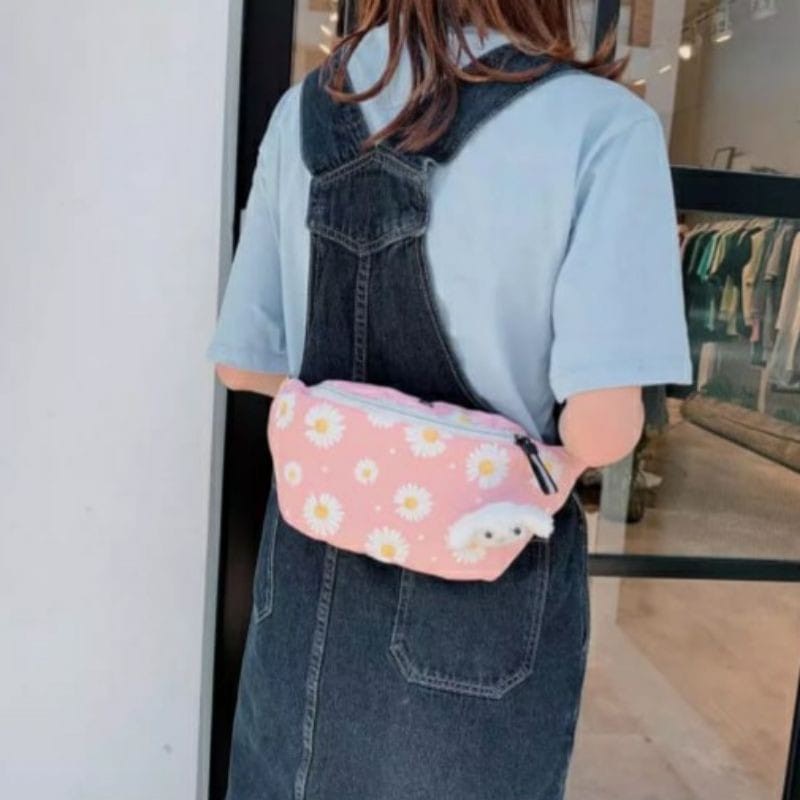 KSO_BAG - Tas Selempang WaistBag Anak Wanita Termurah Motif BUNGA MATAHARI Korea Style Terlucu