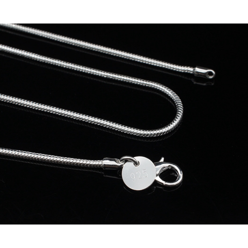 Kalung Rantai Klavikula Desain Tulang Ular Bahan Stainless Steel Ukuran 2mm Untuk Pria Dan Wanita