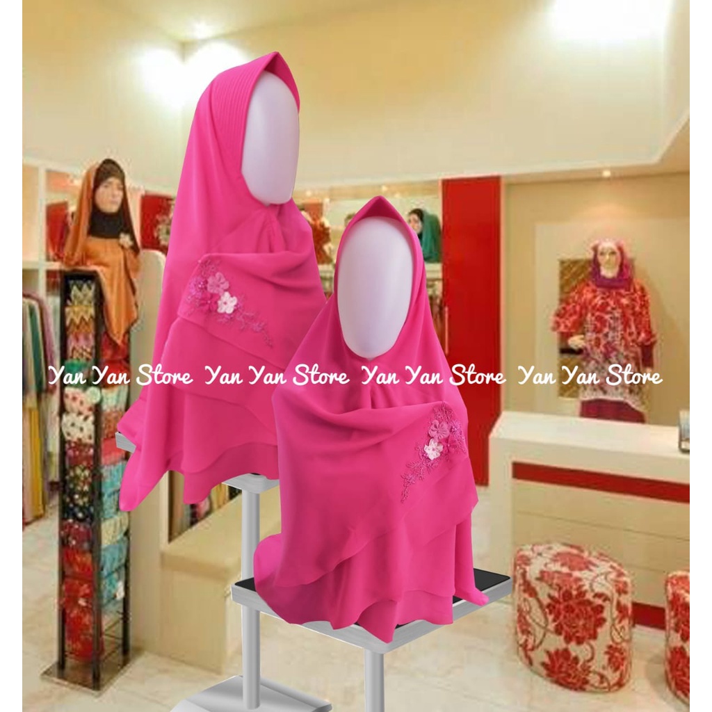 Khimar Bunga Hijab Sekali Slup Ceruty Babydoll Premium Pad Busa Lentur Simpel Elegan Mudah Dipakai C