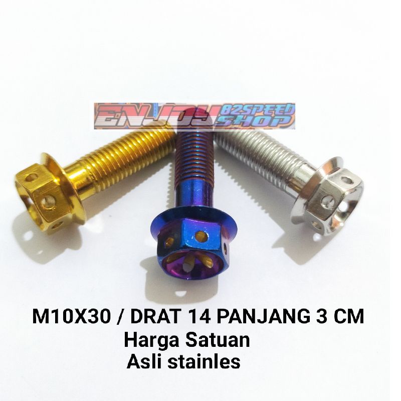 Baut Pb Probolt asli Flower M10 x 30 atau Drat 14 Panjang 3 cm